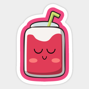 Kawaii Cute strawberry fruit juice drink Sticker